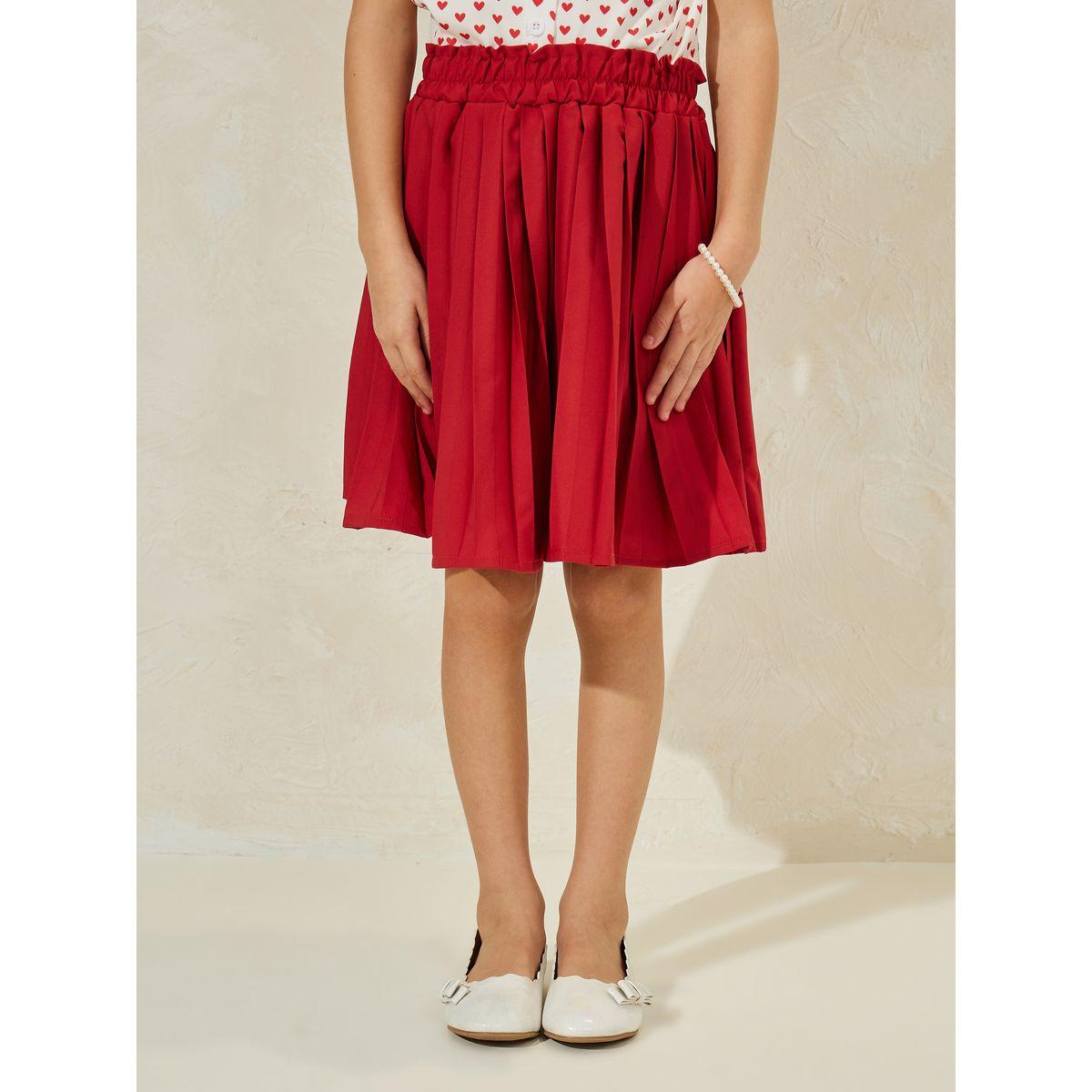 مجموعة من تنورة بكسرات مع بلوزة بطبعة قلوب-girls-clothing-setsandcoords-image-5