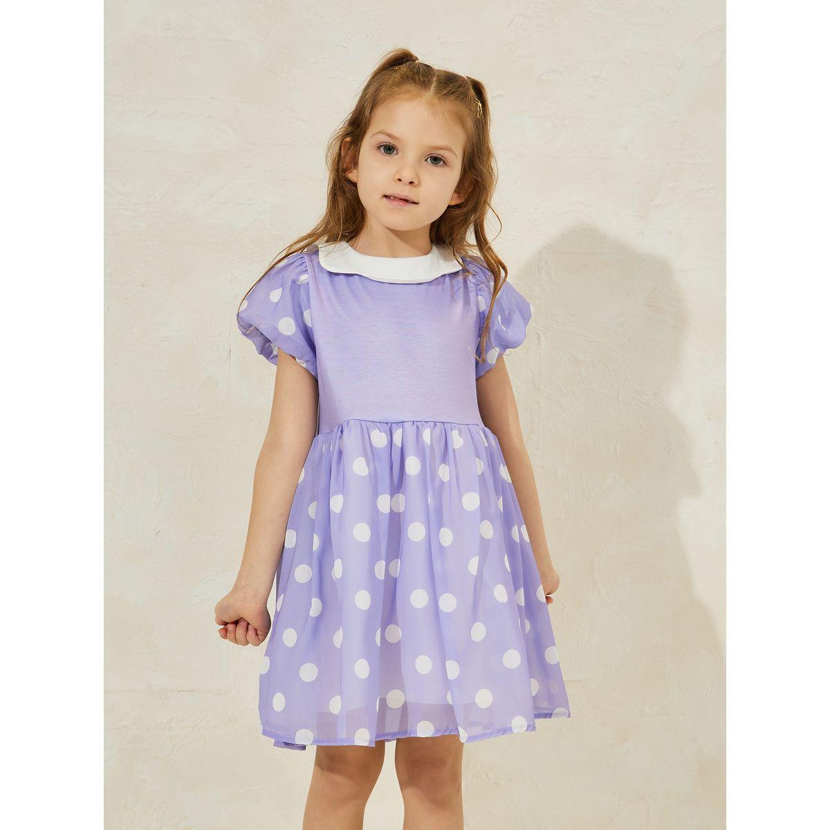 فستان مطبع بنقاط بولكا مع ياقة كبيرة-girls-clothing-dressesandjumpsuits-image-2