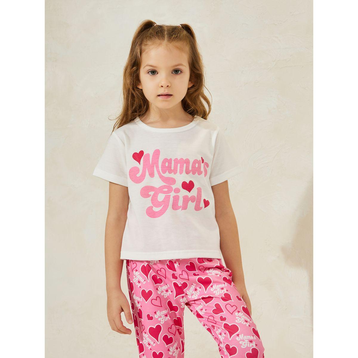 Styli Heart Print T-Shirt & Flare Hem Pants Set-girls-clothing-setsandcoords-image-2