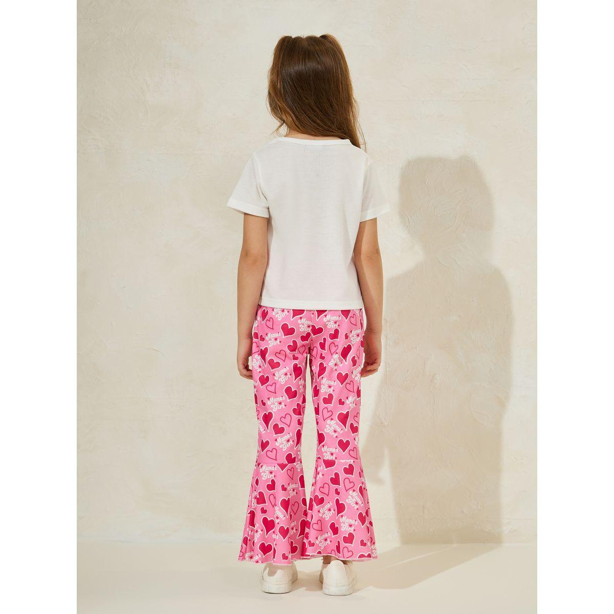 Styli Heart Print T-Shirt & Flare Hem Pants Set-girls-clothing-setsandcoords-image-4