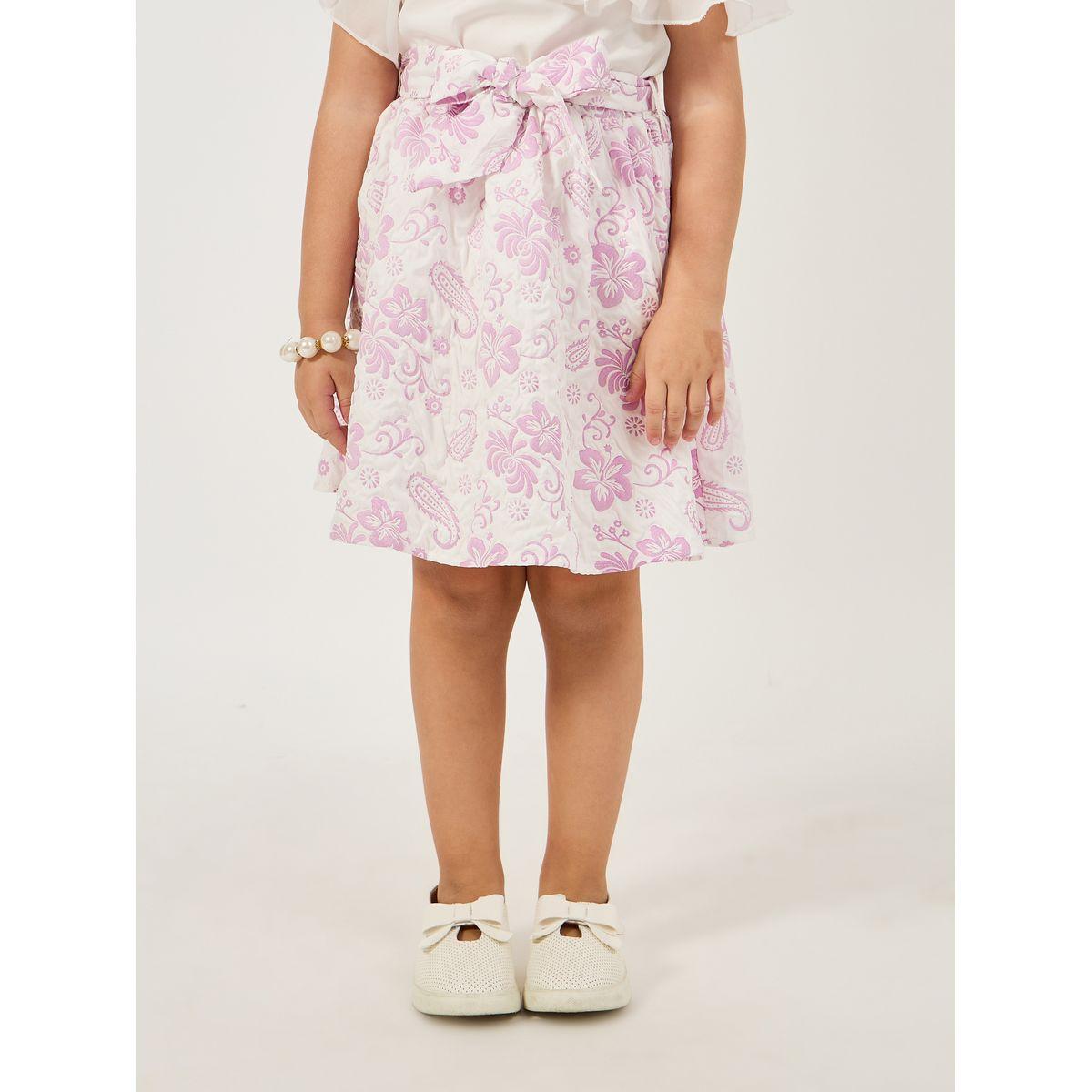 Styli Asymmetrical Ruffle Neck Top & Jacquard Skirt Set-girls-clothing-setsandcoords-image-4