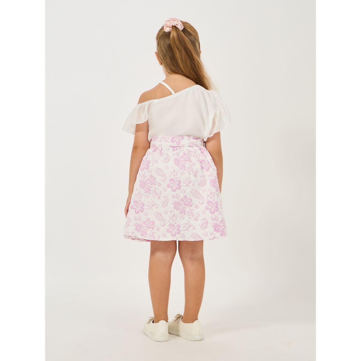 Styli Asymmetrical Ruffle Neck Top & Jacquard Skirt Set-girls-clothing-setsandcoords-image-5