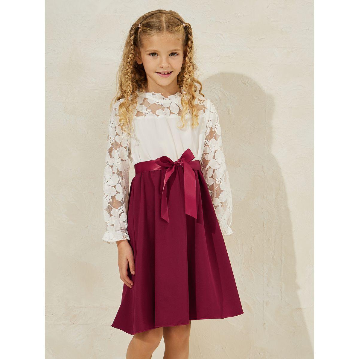 Styli Lace Insert Bow Detail Dress-girls-clothing-dressesandjumpsuits-image-2