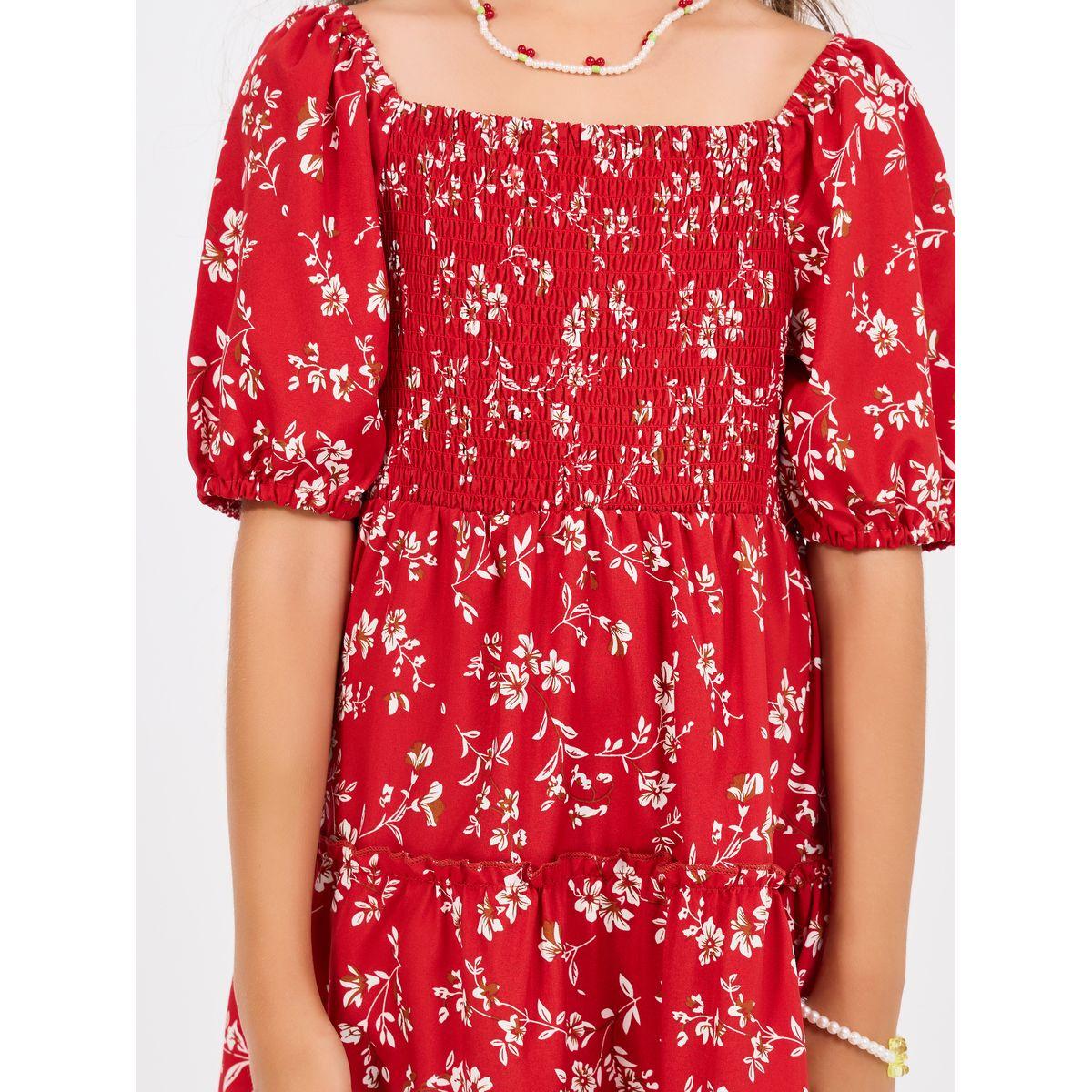 Styli  Floral Print Puff Sleeve Tiered Smock Dress-girls-clothing-dressesandjumpsuits-image-3