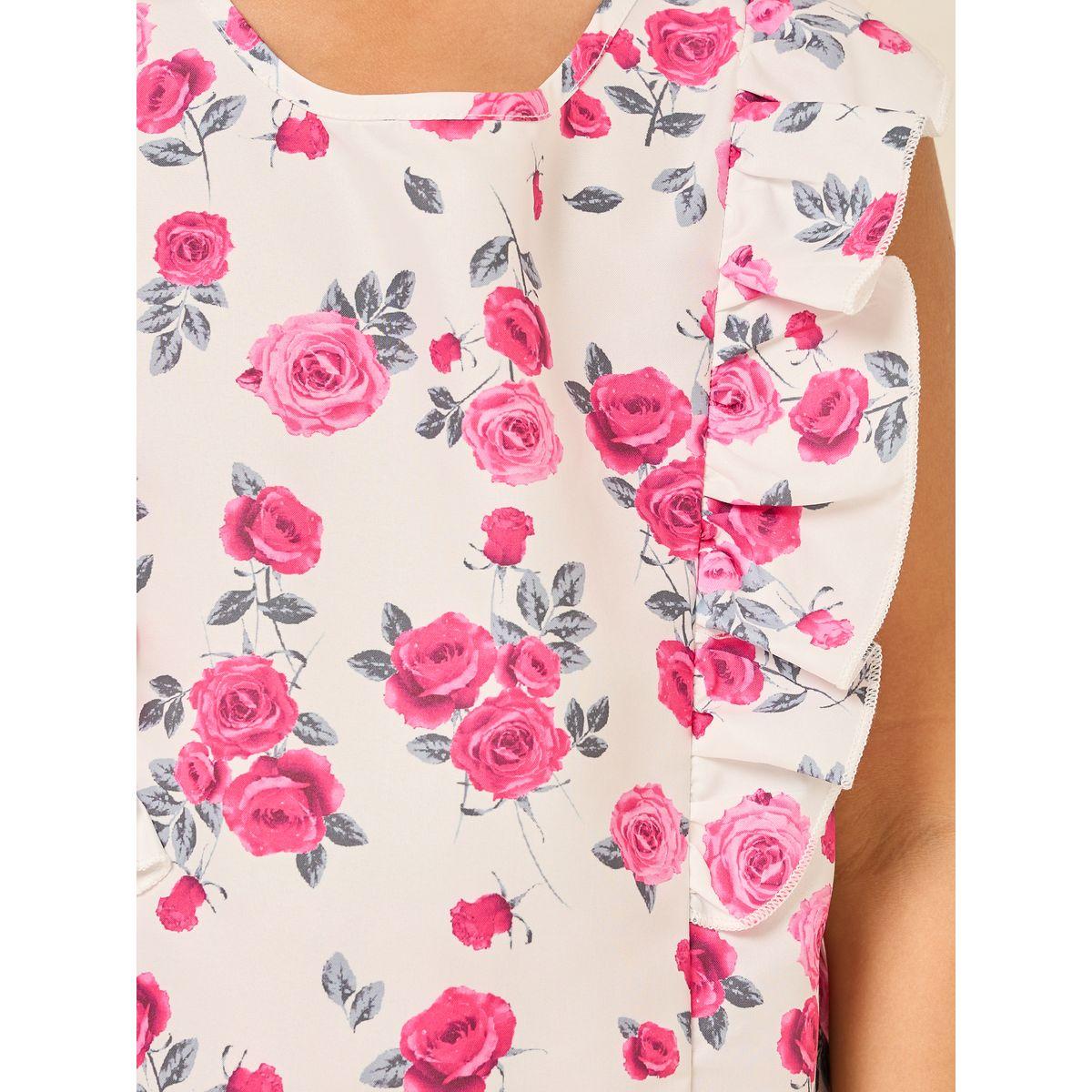 مجموعة من شورت برباط خصر مع بلوزة مطبعة بزهور-girls-clothing-setsandcoords-image-3