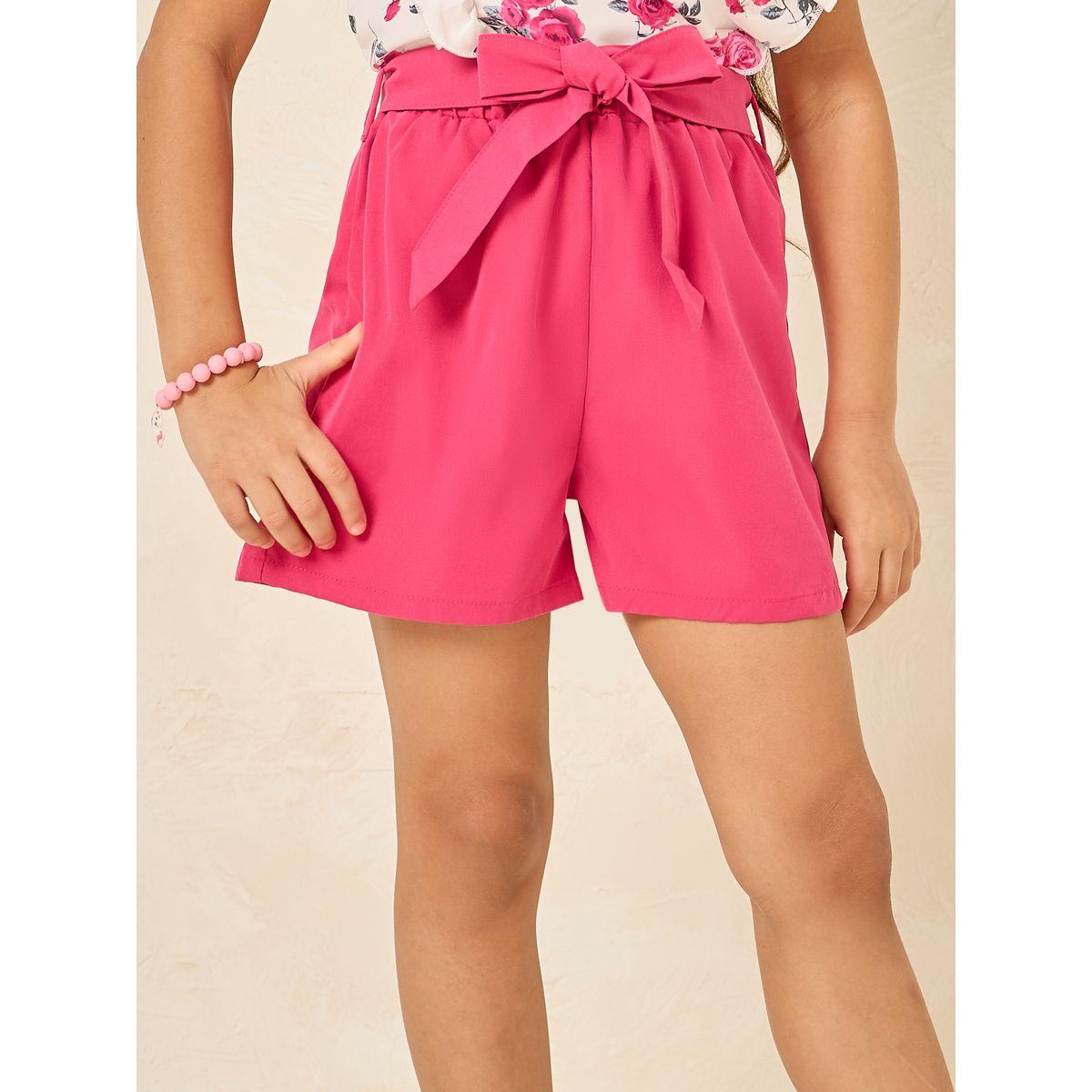 مجموعة من شورت برباط خصر مع بلوزة مطبعة بزهور-girls-clothing-setsandcoords-image-4