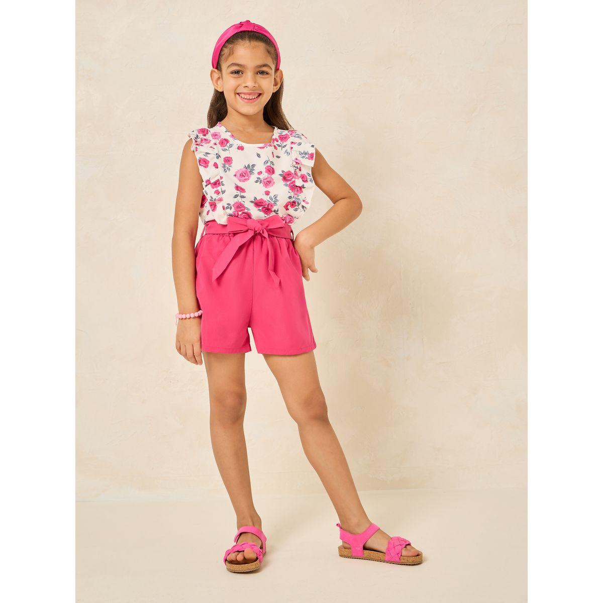 Styli Floral Print Top & Tie Belt Shorts Set-girls-clothing-setsandcoords-image-5