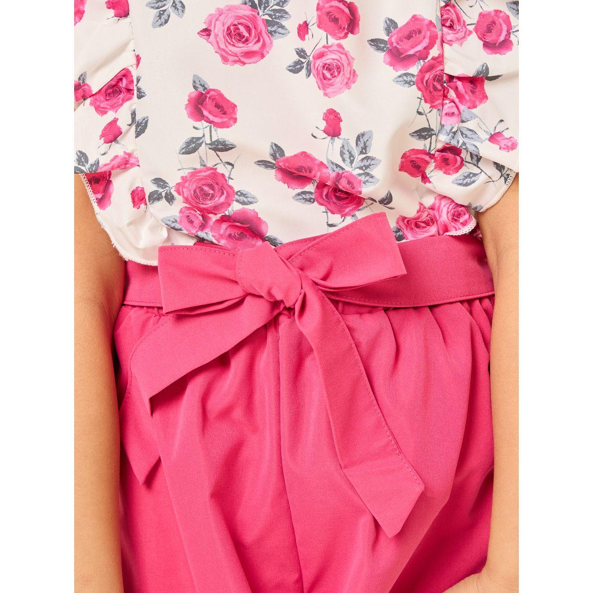 مجموعة من شورت برباط خصر مع بلوزة مطبعة بزهور-girls-clothing-setsandcoords-image-6