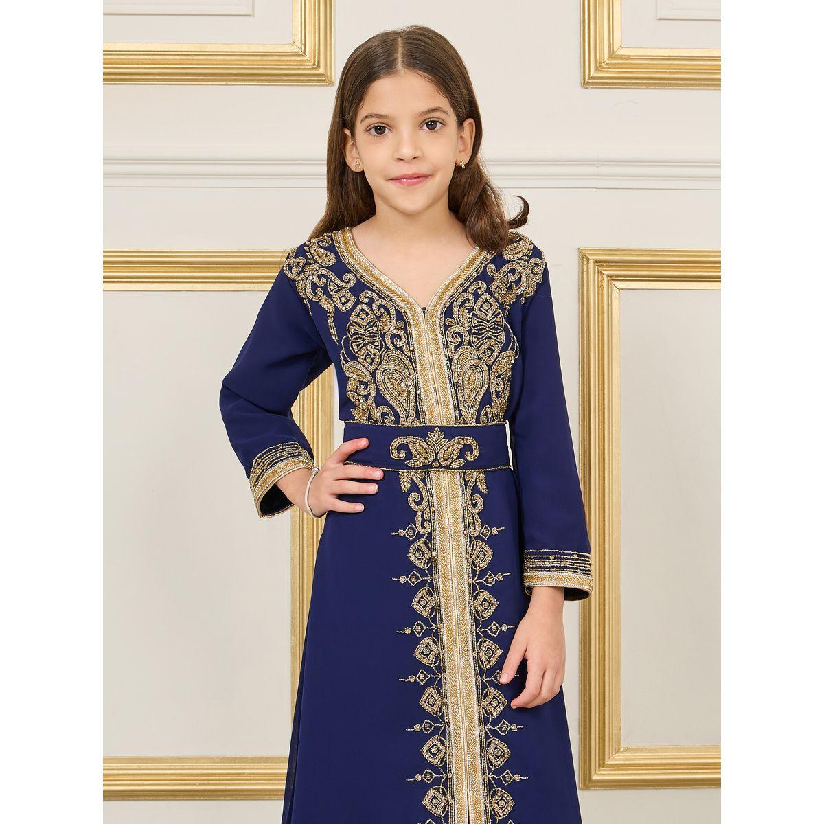 قفطان مزين بالخرز مع حزام خصر-girls-clothing-dressesandjumpsuits-image-2