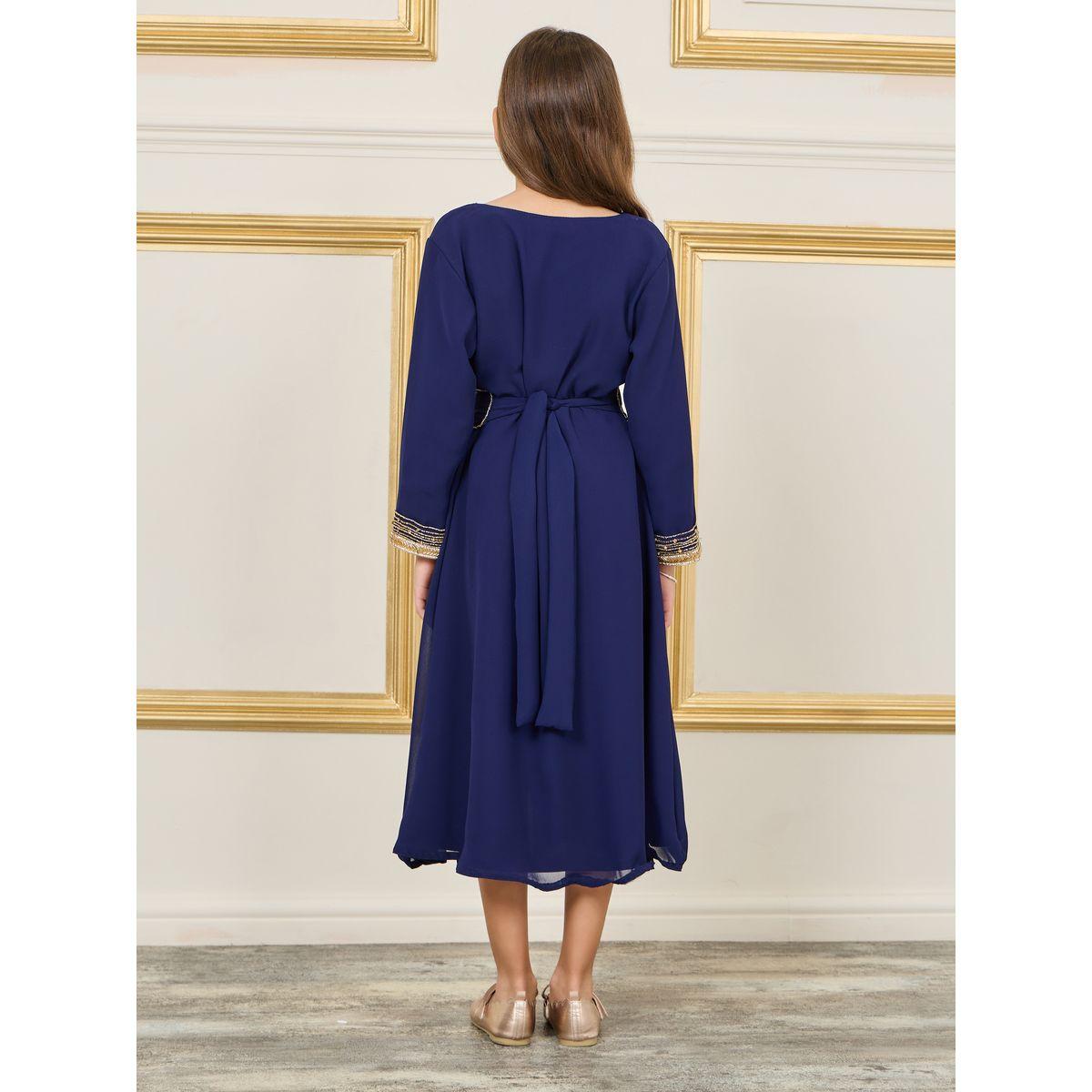 قفطان مزين بالخرز مع حزام خصر-girls-clothing-dressesandjumpsuits-image-4
