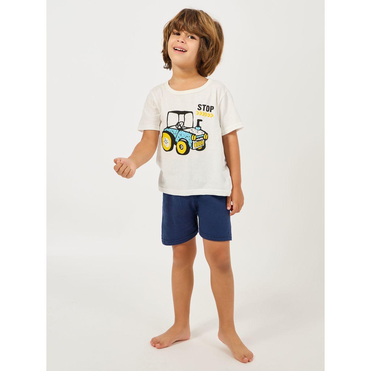 Styli Car Print T-Shirt & Shorts Set-boys-clothing-nightwear-image-1