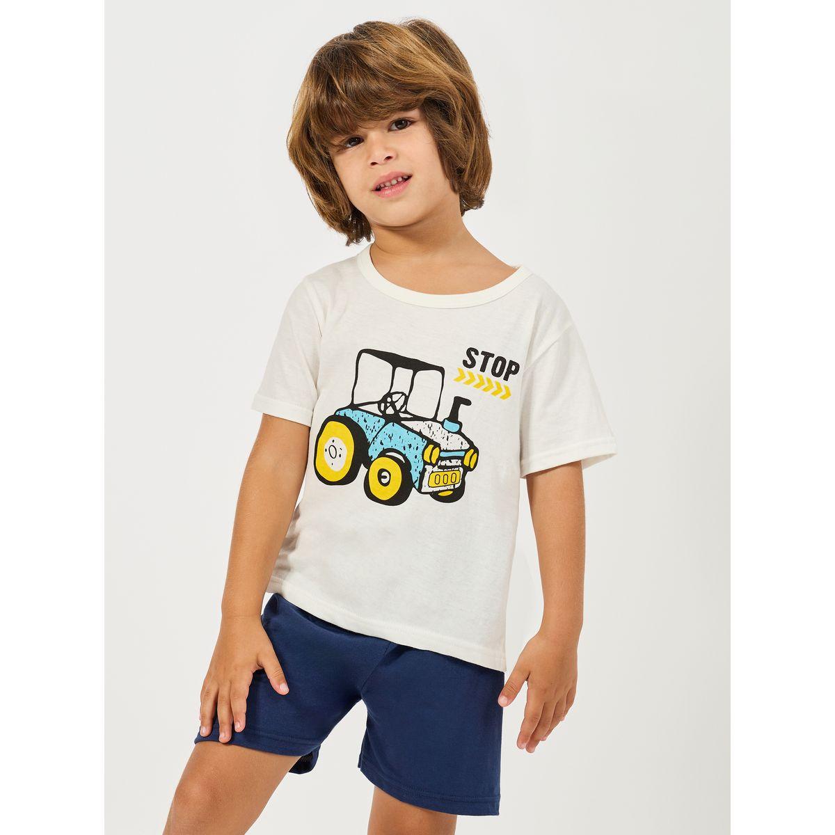 Styli Car Print T-Shirt & Shorts Set-boys-clothing-nightwear-image-2