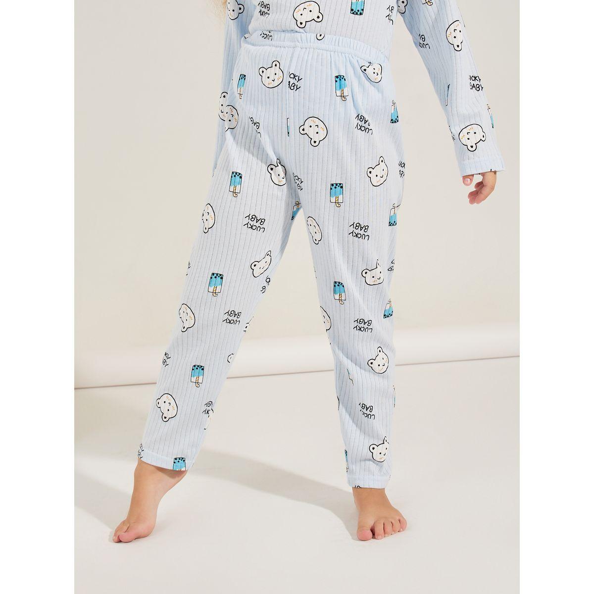 Styli Bear Graphic Print Knit T-Shirt & Pyjama Set-girls-clothing-nightwear-image-4