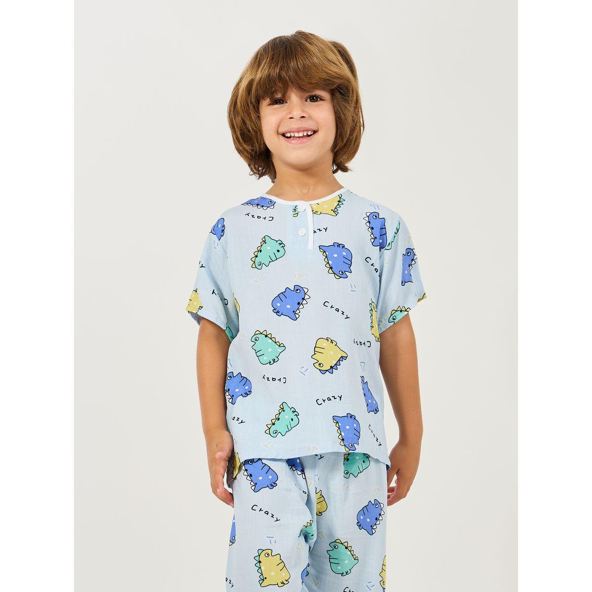 Styli Dino Print T-Shirt & Pyjama Set-boys-clothing-nightwear-image-2