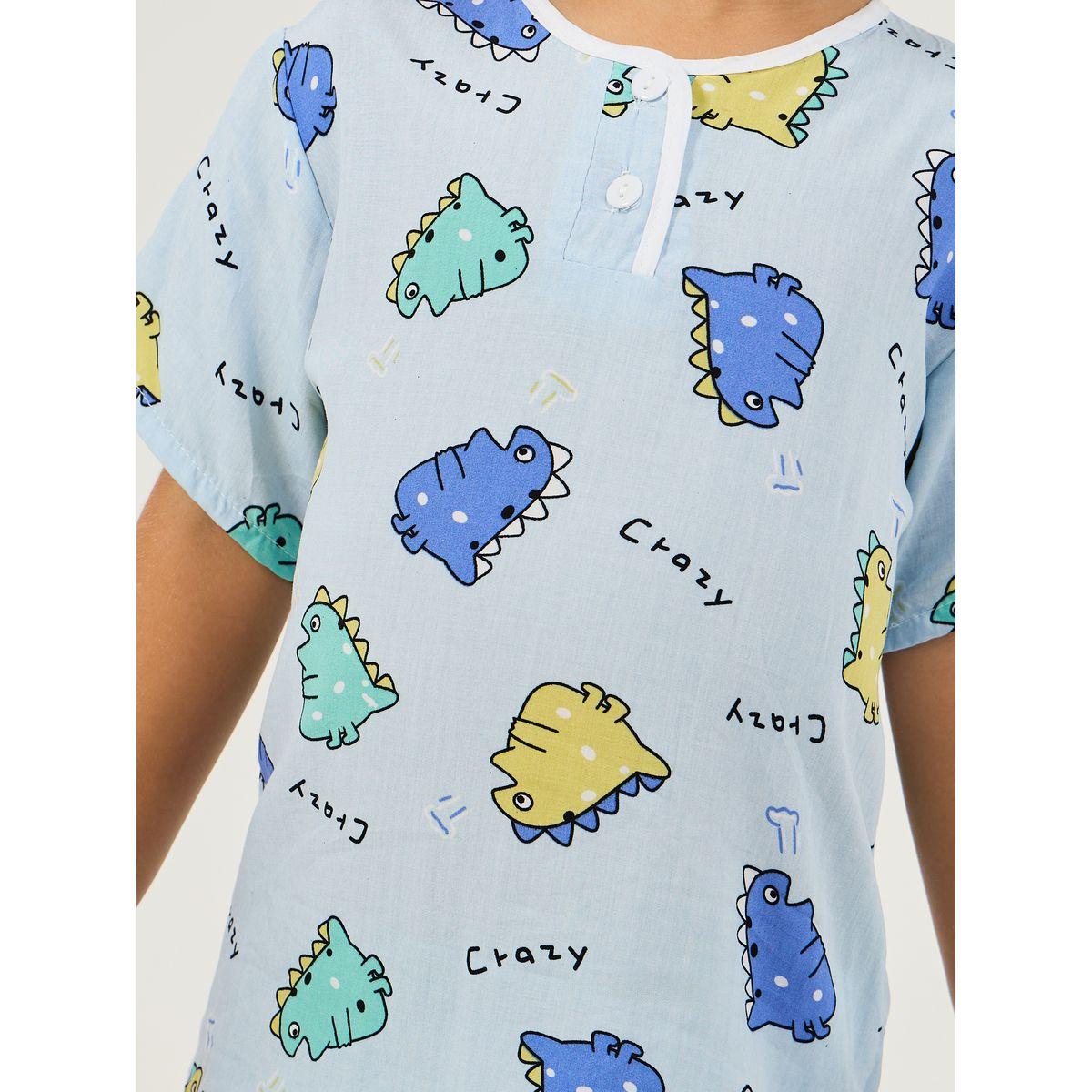 Styli Dino Print T-Shirt & Pyjama Set-boys-clothing-nightwear-image-3