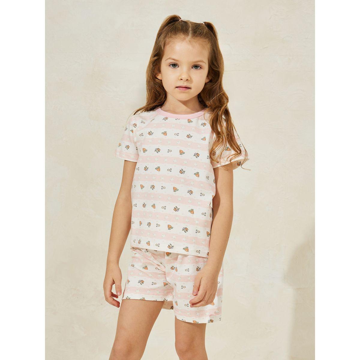 Styli Carrot Print T-Shirt & Shorts Set-girls-clothing-nightwear-image-2
