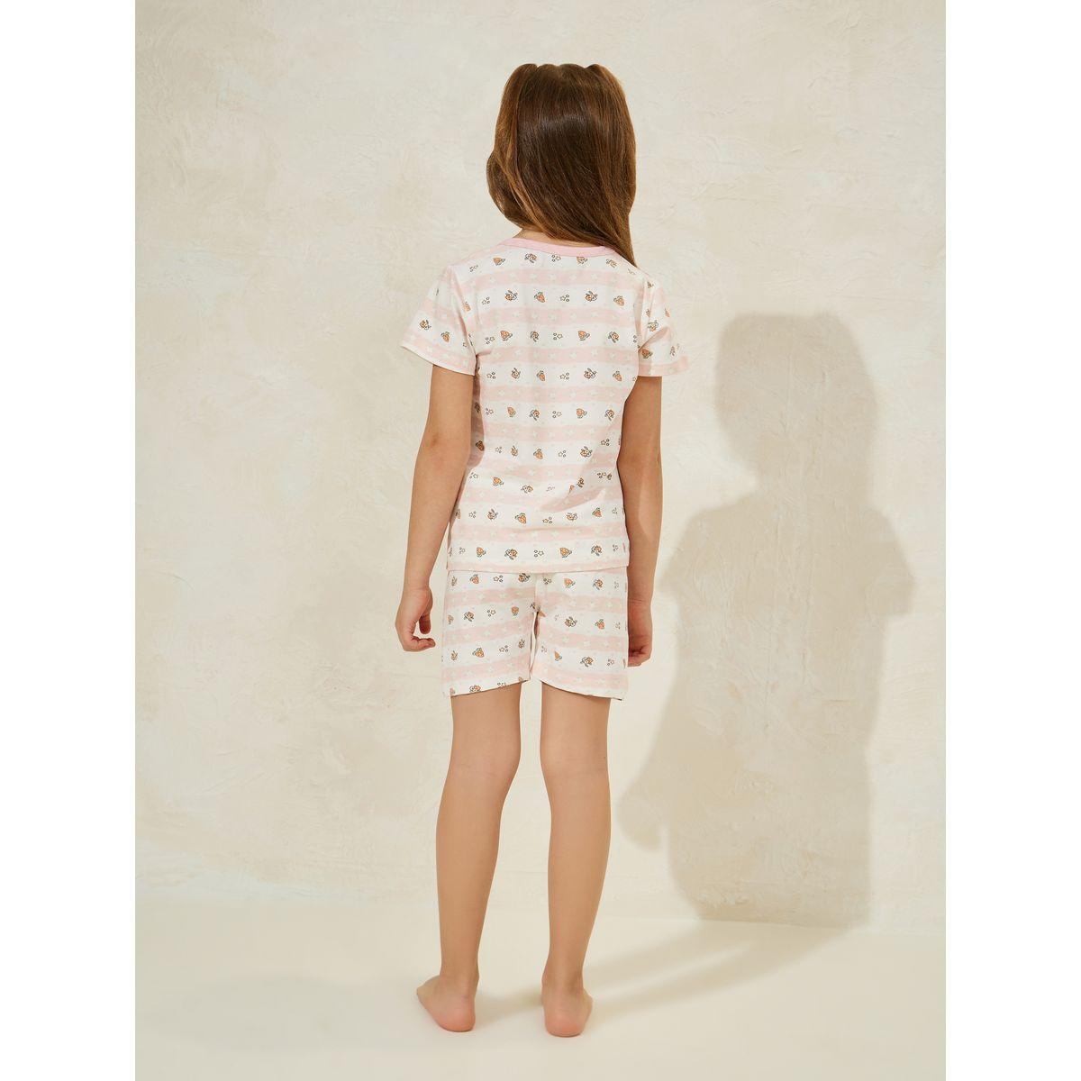Styli Carrot Print T-Shirt & Shorts Set-girls-clothing-nightwear-image-4