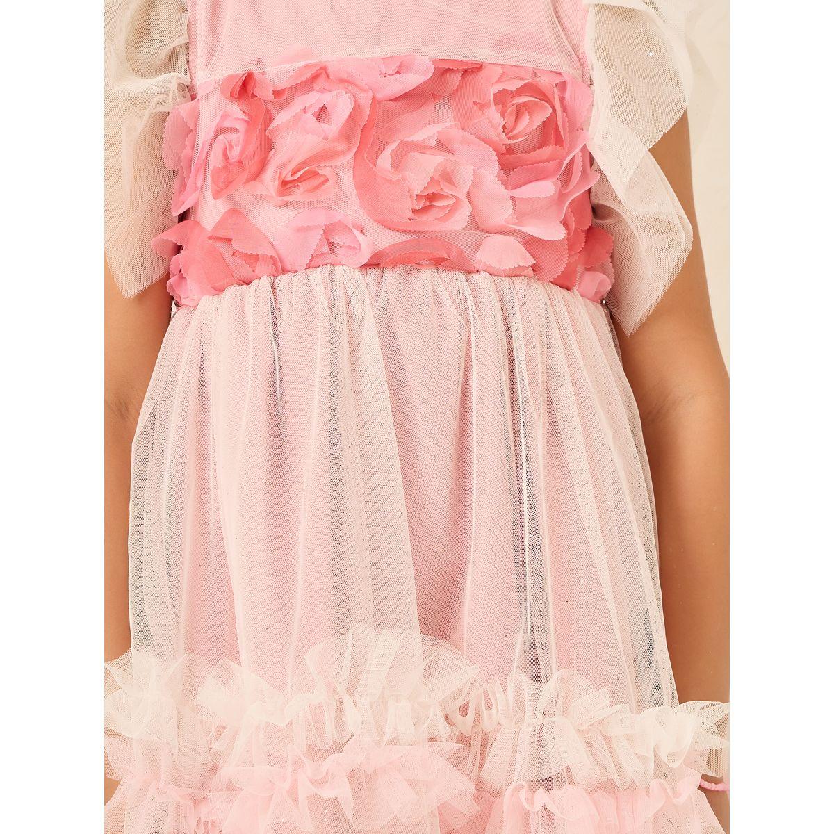 Styli Floral Applique Ruffle Hem Layer Mesh Dress-girls-clothing-dressesandjumpsuits-image-3