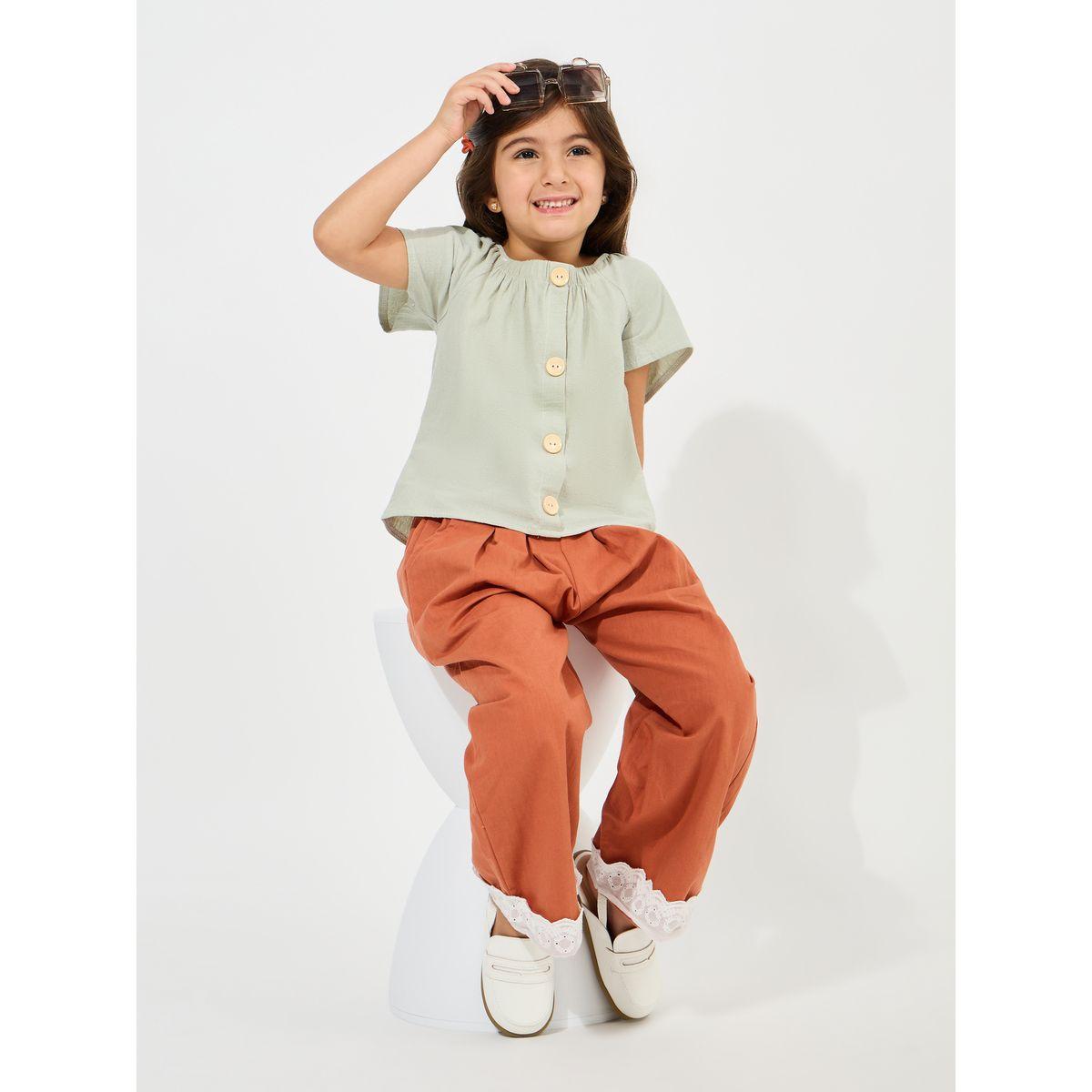 Styli Button Front Detail Solid Top-girls-clothing-blousesandshirts-image-2