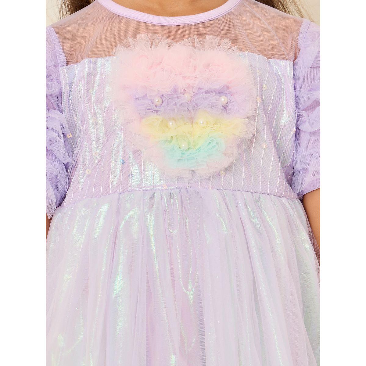 Styli Heart Applique Ruffle Hem Mesh Dress-girls-clothing-dressesandjumpsuits-image-3