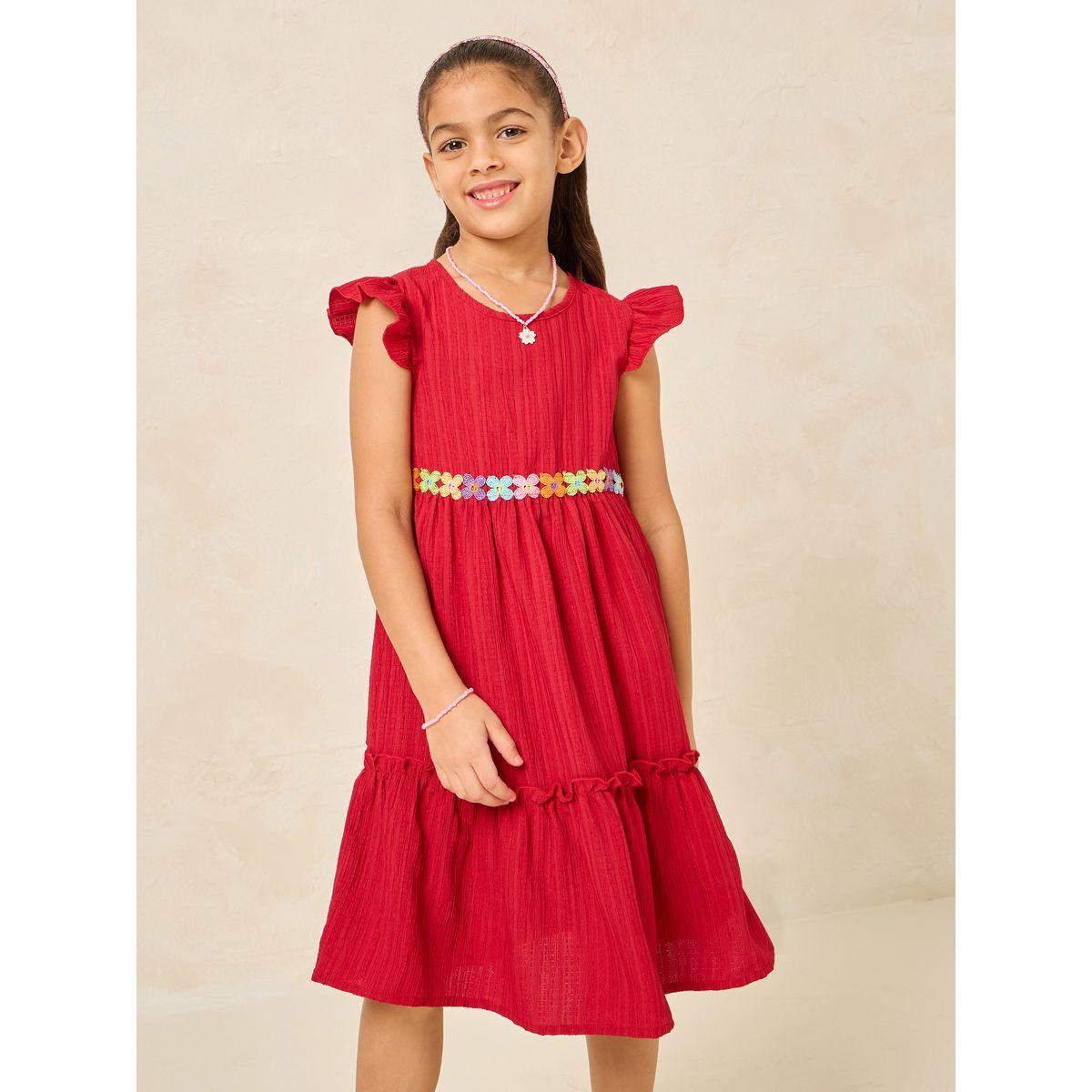 فستان بتفاصيل مزمومة مع حافة بكشكش-girls-clothing-dressesandjumpsuits-image-2