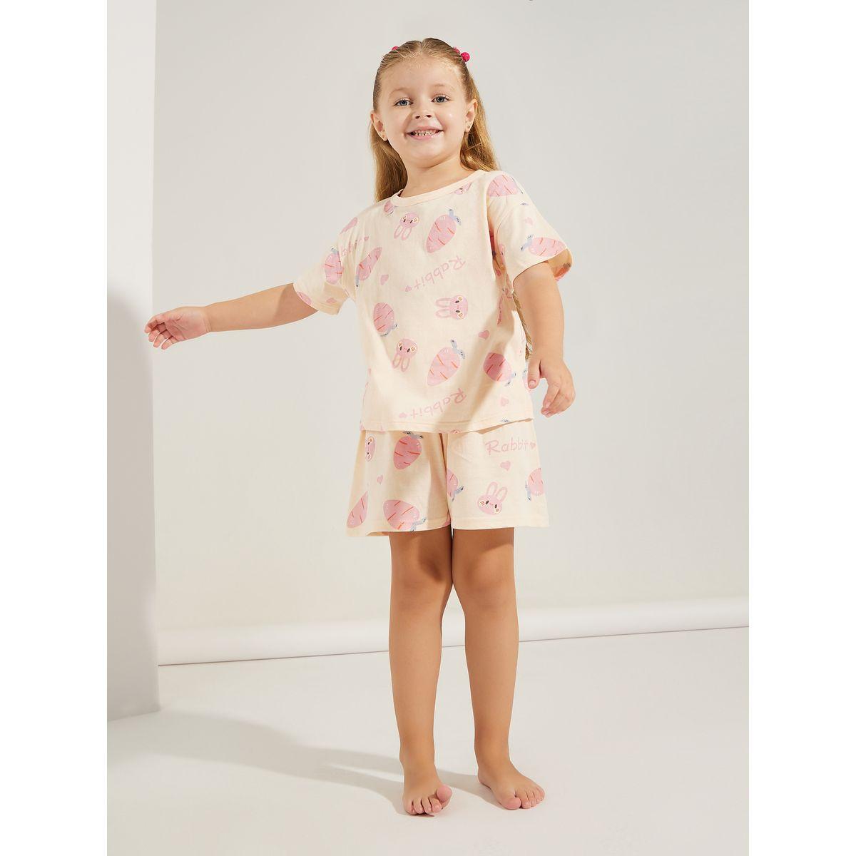 مجموعة من شورت وتيشيرت بطبعة كارتون-girls-clothing-nightwear-image-2