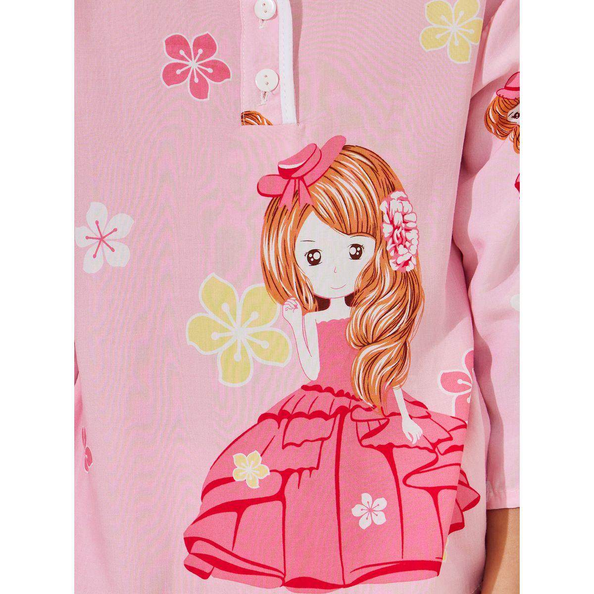 طقم من بنطال بيجاما مع تيشيرت باكمام طويلة-girls-clothing-nightwear-image-3