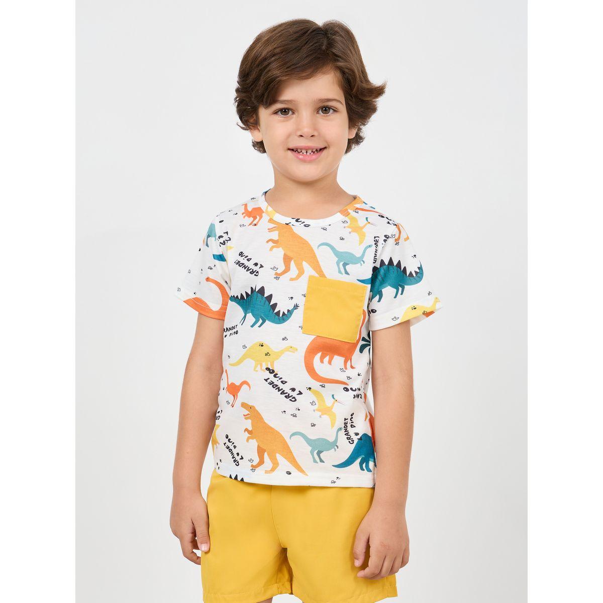 مجموعة من شورت مع تيشيرت بطبعة ديناصور-boys-clothing-setsandcoords-image-2