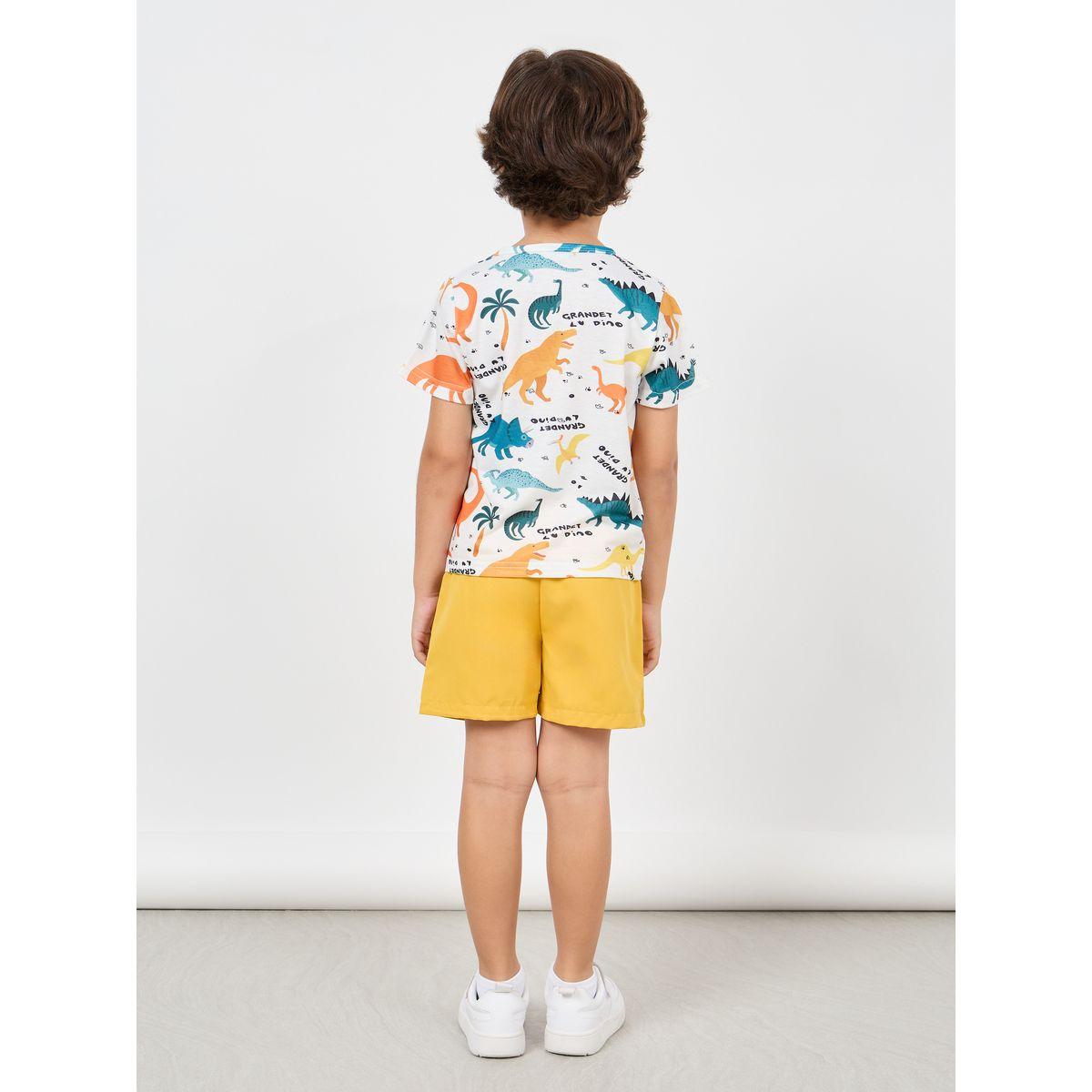 مجموعة من شورت مع تيشيرت بطبعة ديناصور-boys-clothing-setsandcoords-image-4