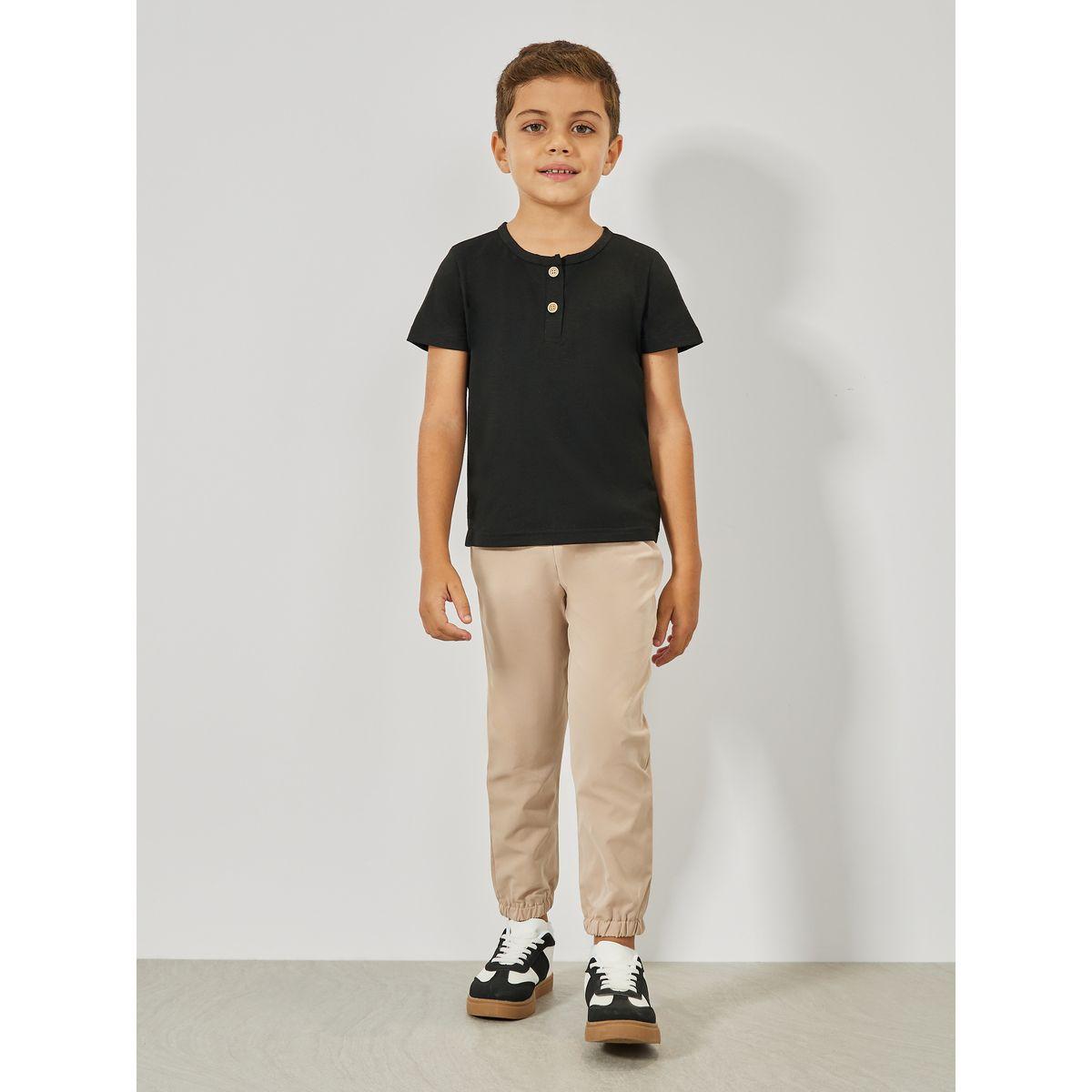 Styli Button Front Henley Neck Top & Cargo Pants Set-boys-clothing-setsandcoords-image-1