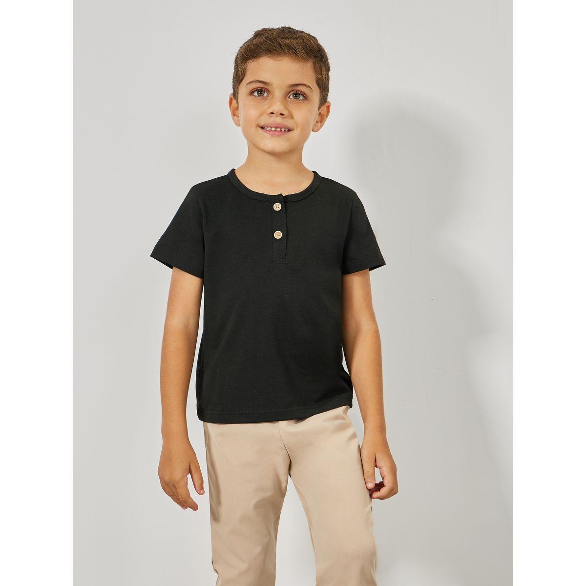 Styli Button Front Henley Neck Top & Cargo Pants Set-boys-clothing-setsandcoords-image-2