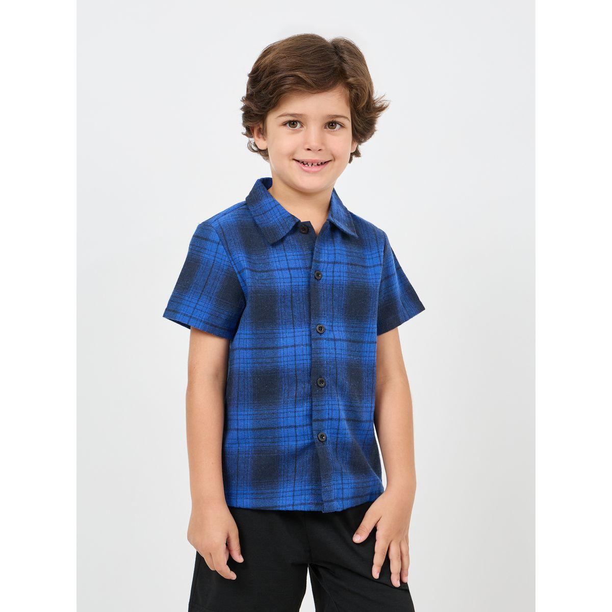 Styli Checked Regular Fit Shirt & Solid Short Set-boys-clothing-setsandcoords-image-2