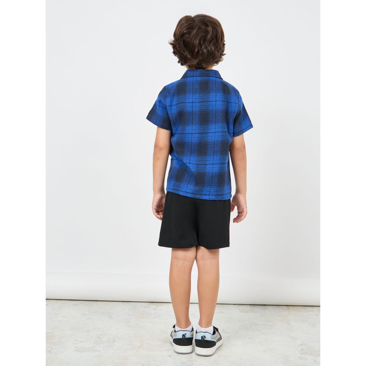 مجموعة من شورت سادة مع قميص بطبعة مربعات-boys-clothing-setsandcoords-image-4