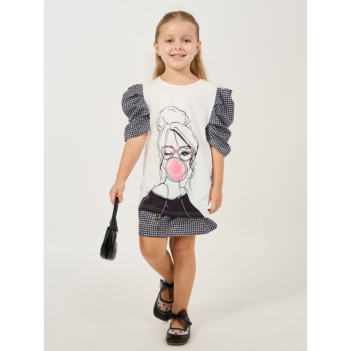 Styli Gingham Check Puff Sleeves Top & Skirt Set-girls-clothing-setsandcoords-image-3