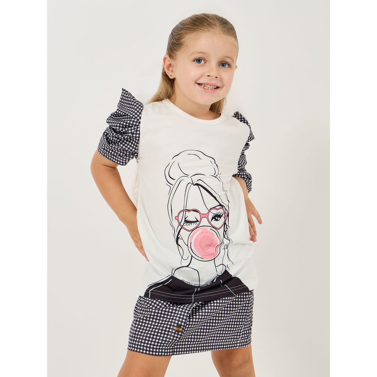 Styli Gingham Check Puff Sleeves Top & Skirt Set-girls-clothing-setsandcoords-image-4