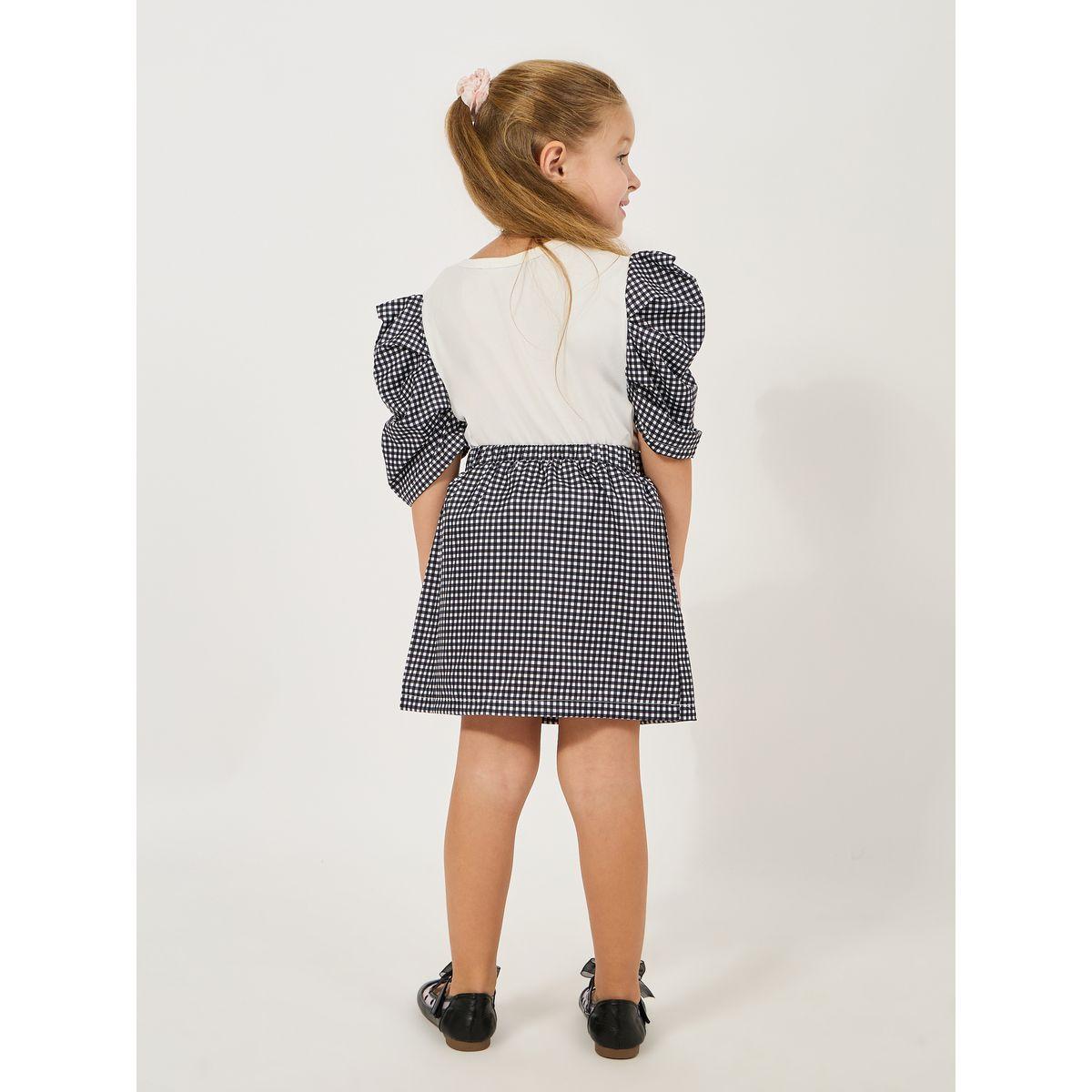 Styli Gingham Check Puff Sleeves Top & Skirt Set-girls-clothing-setsandcoords-image-6