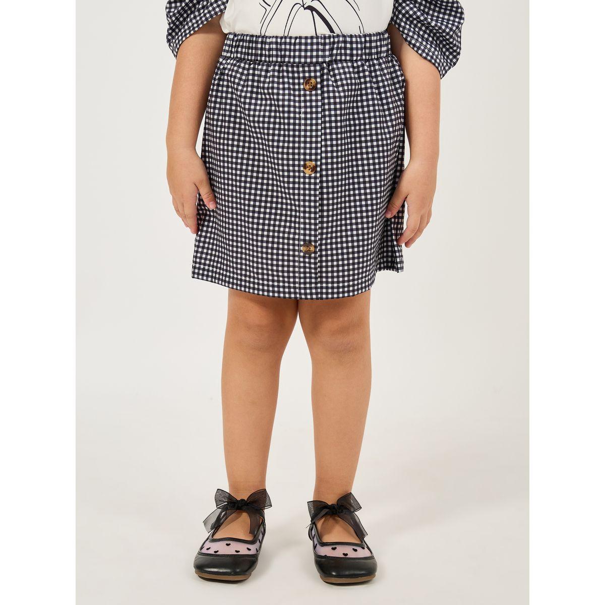 Styli Gingham Check Puff Sleeves Top & Skirt Set-girls-clothing-setsandcoords-image-7