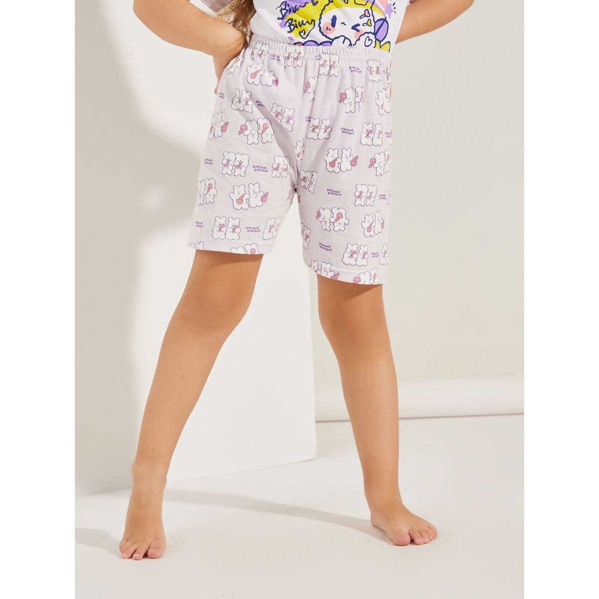 Styli Bunny Cute Print T-Shirt & Shorts Set-girls-clothing-nightwear-image-5