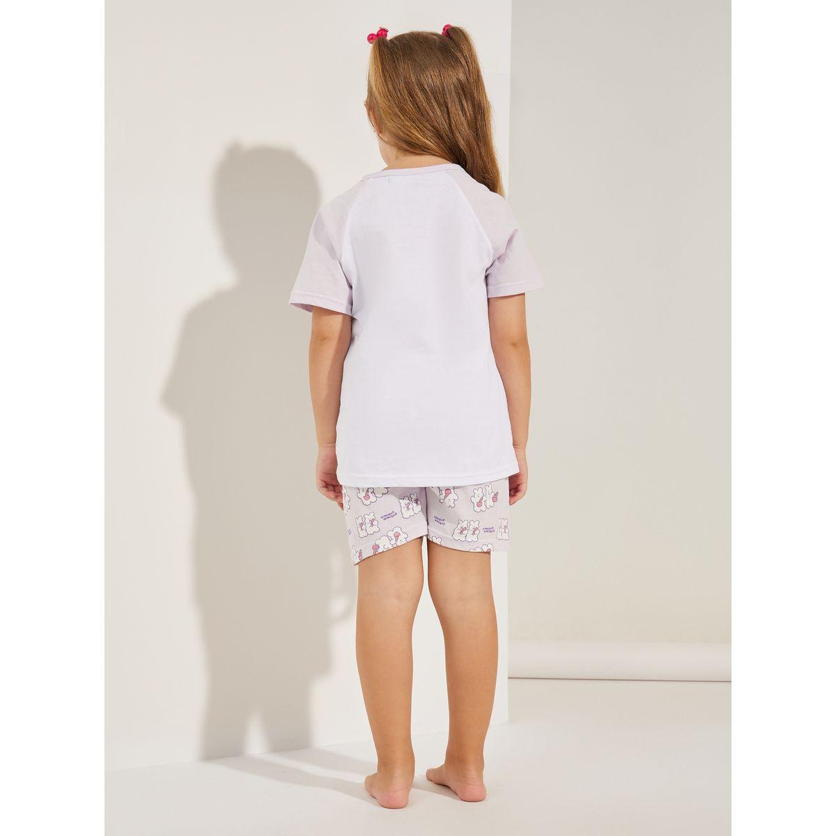 Styli Bunny Cute Print T-Shirt & Shorts Set-girls-clothing-nightwear-image-6