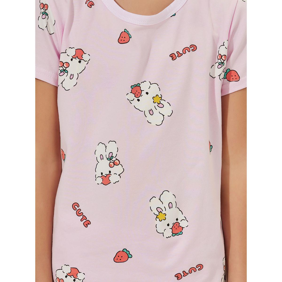 مجموعة من شورت وتيشيرت بطبعة باني-girls-clothing-nightwear-image-3