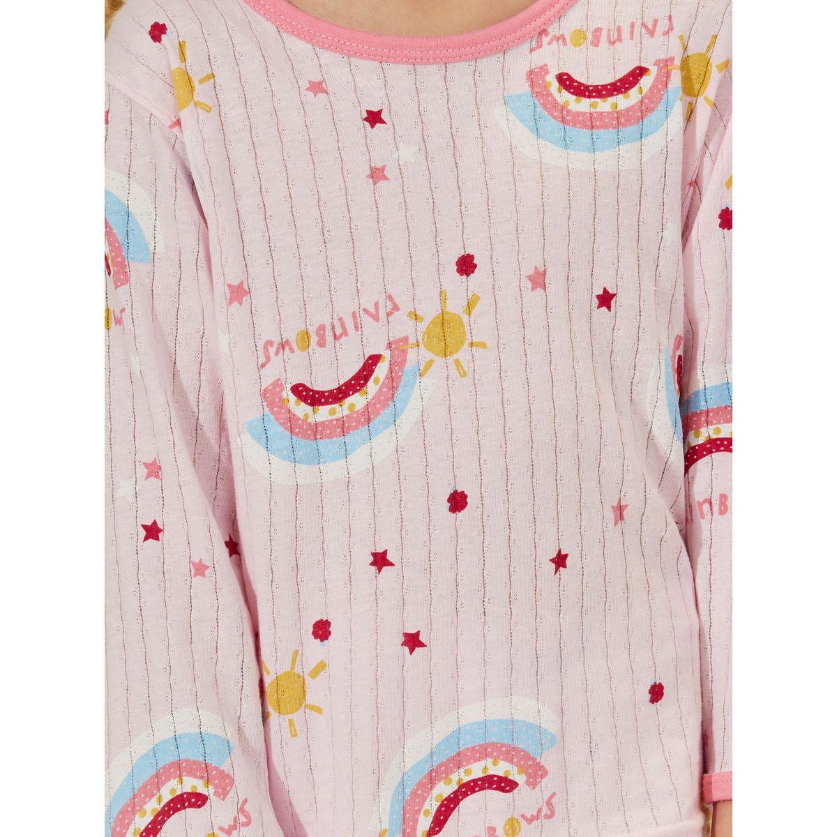 Styli Graphic Print Rib T-Shirt & Crop Pyjama Set-girls-clothing-nightwear-image-3