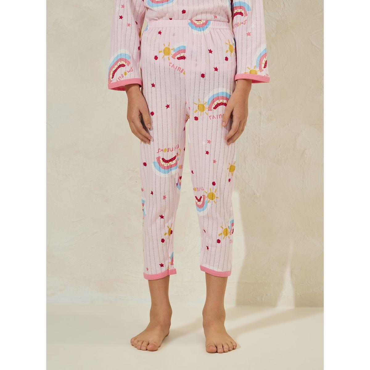 Styli Graphic Print Rib T-Shirt & Crop Pyjama Set-girls-clothing-nightwear-image-5