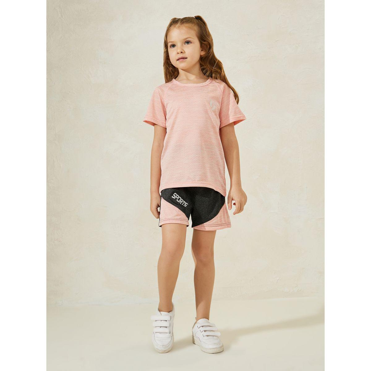 مجموعة من شورت مع تيشيرت بنمط كتل الالوان-sports-girls-clothing-sets-image-1