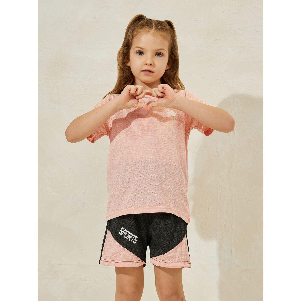 مجموعة من شورت مع تيشيرت بنمط كتل الالوان-sports-girls-clothing-sets-image-2