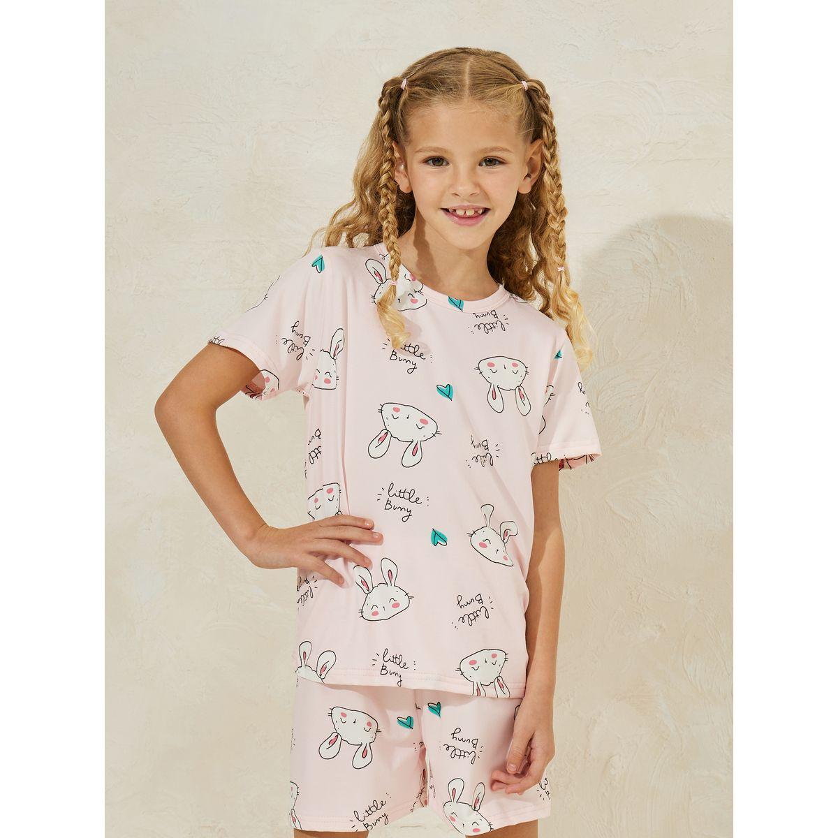 مجموعة من شورت وتيشيرت بطبعة ليتل باني-girls-clothing-nightwear-image-2