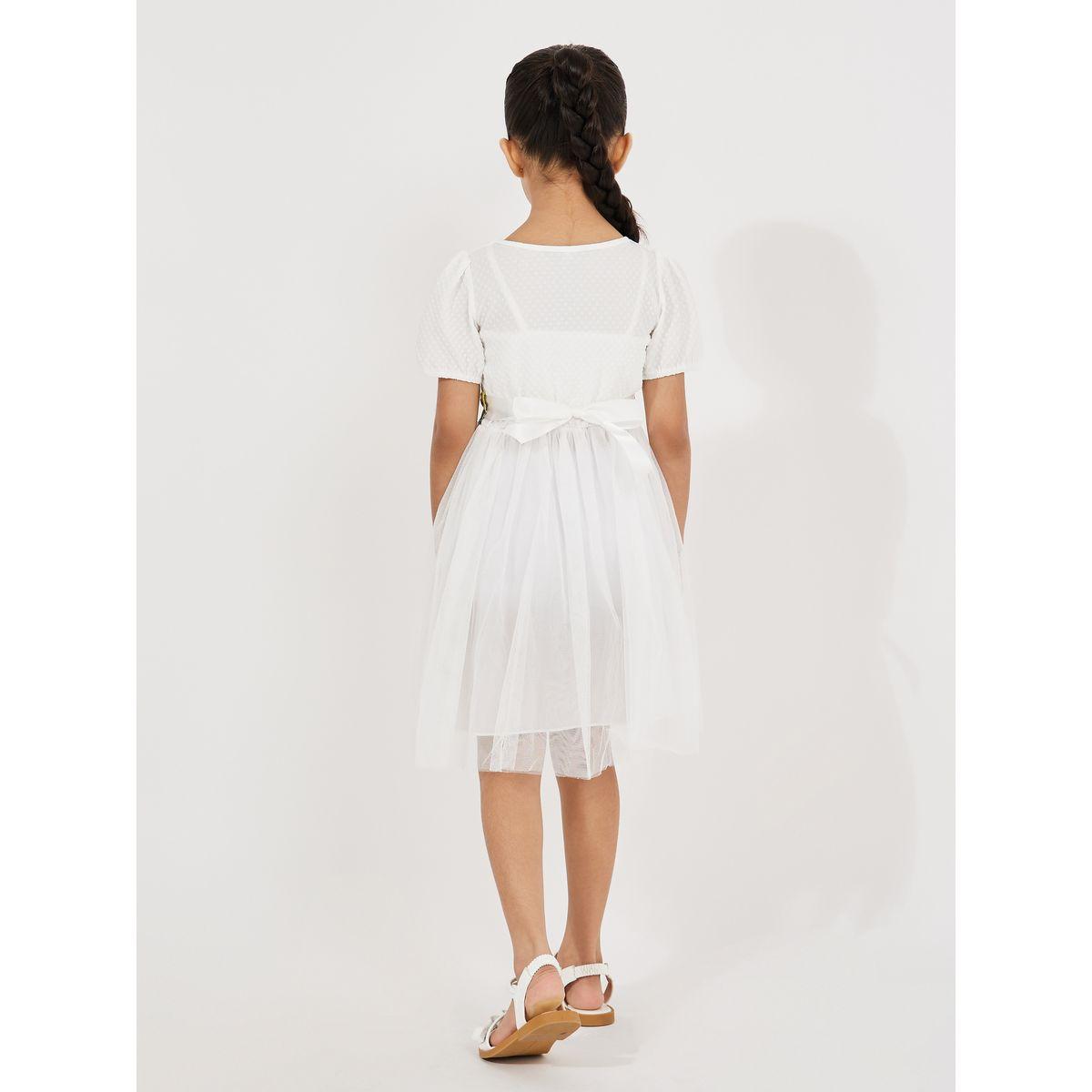 فستان بتفاصيل شبكية وياقة مربعة مع رباط خصر-girls-clothing-dressesandjumpsuits-image-4