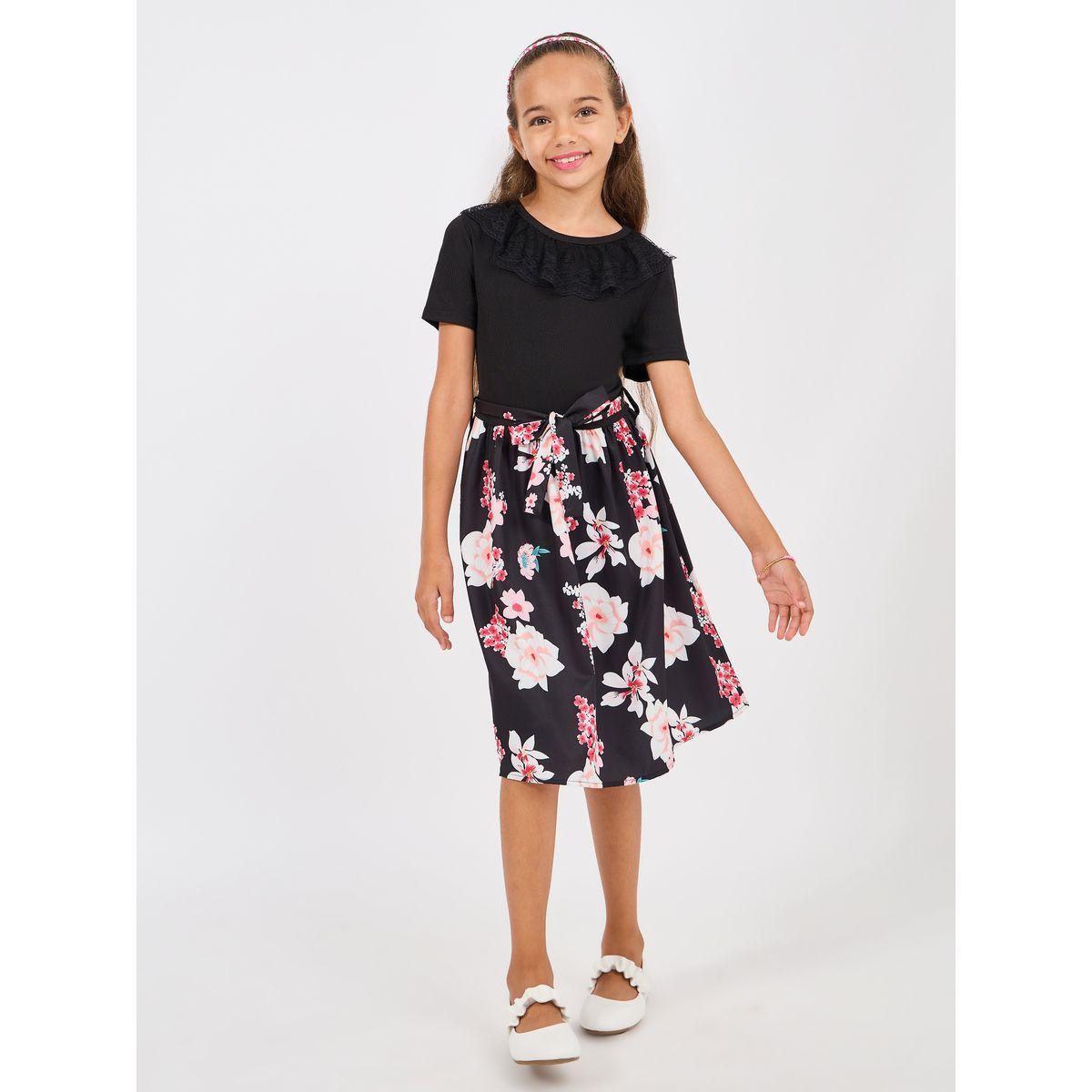 فستان مطبع بزهور مع تفاصيل كشكش-girls-clothing-dressesandjumpsuits-image-1
