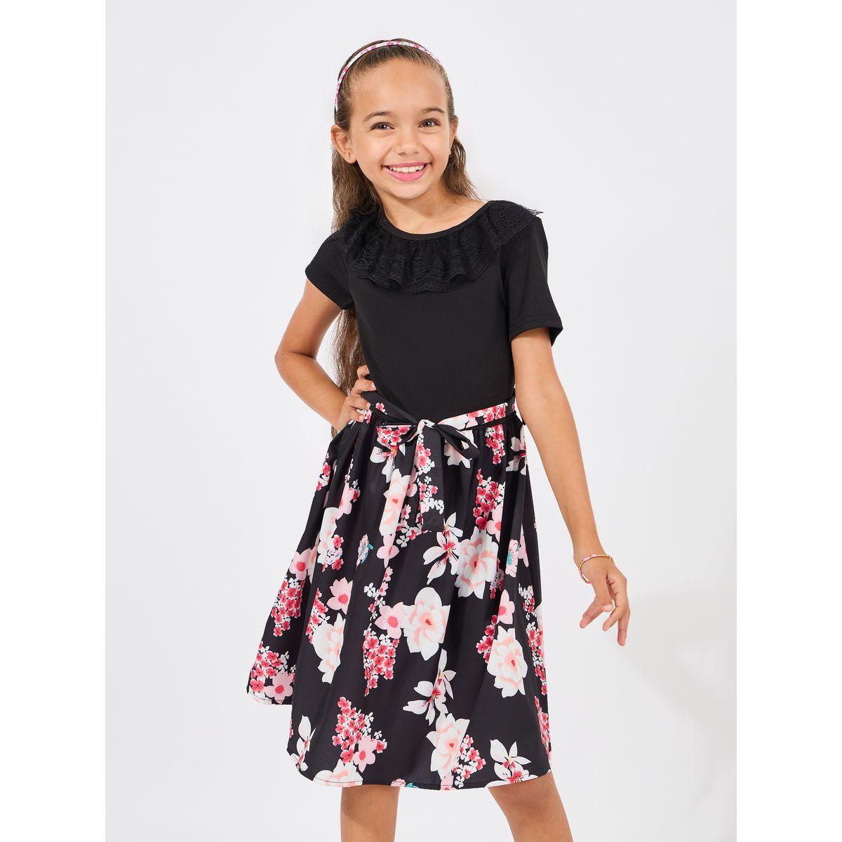 فستان مطبع بزهور مع تفاصيل كشكش-girls-clothing-dressesandjumpsuits-image-2