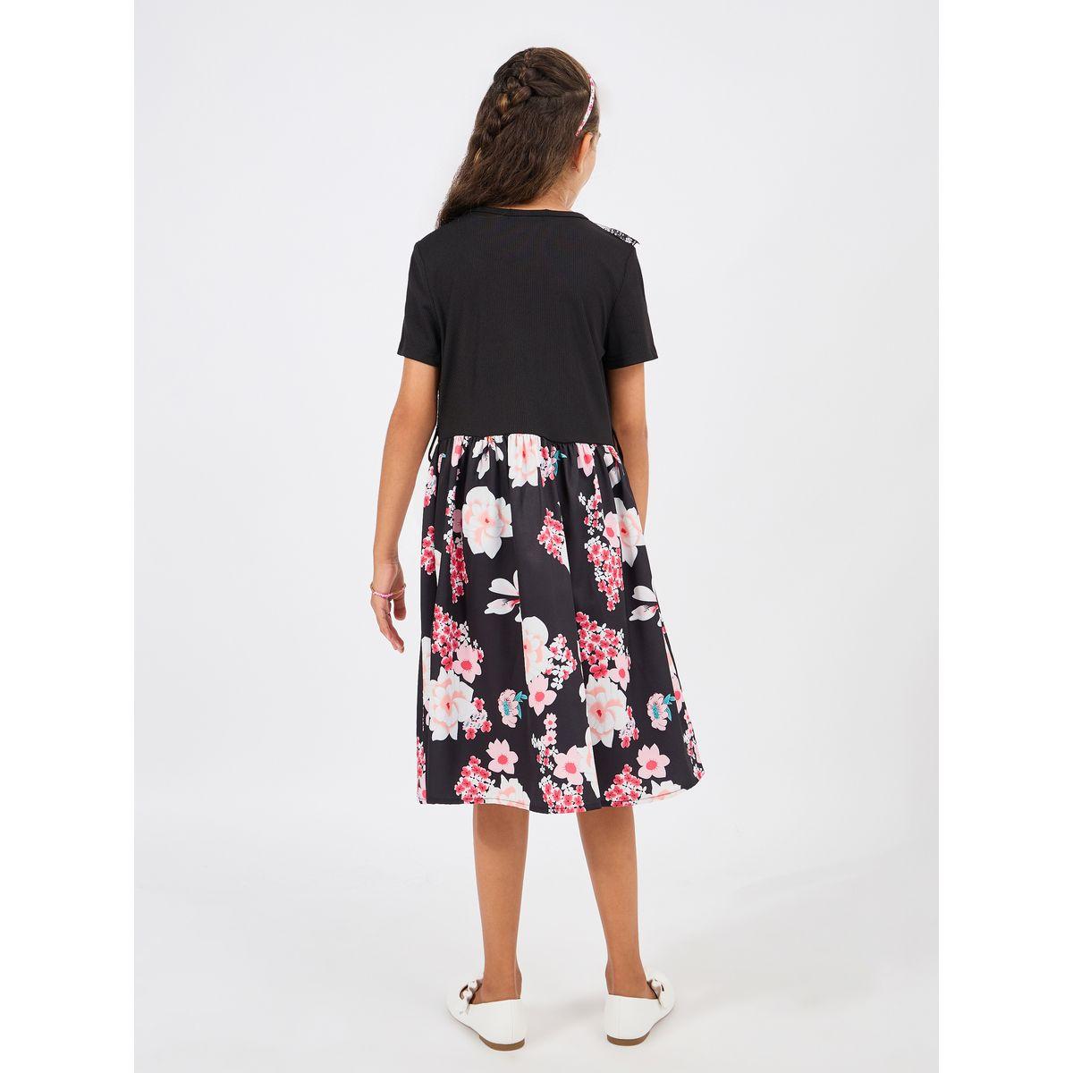 فستان مطبع بزهور مع تفاصيل كشكش-girls-clothing-dressesandjumpsuits-image-4