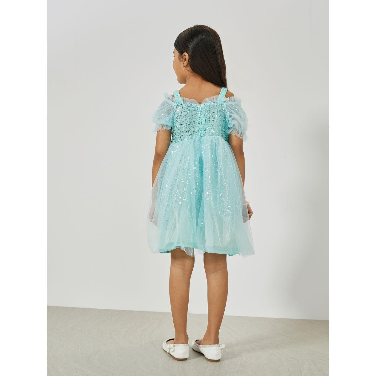 Styli Sequined Cold Shoulder Sleeves Mesh Dress-girls-clothing-dressesandjumpsuits-image-4